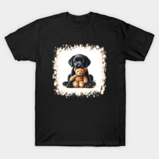 DigiPups Black Labrador Lab Dog Stuffed Teddy Bear Toy Art T-Shirt