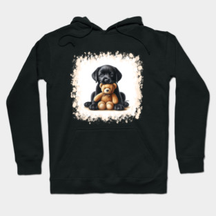 DigiPups Black Labrador Lab Dog Stuffed Teddy Bear Toy Art Hoodie