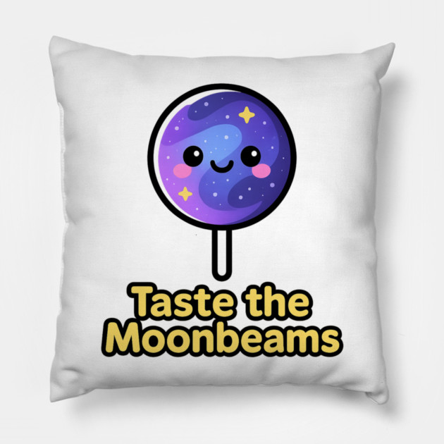 Taste the Moonbeams – Cosmo Bites Kawaii Galaxy Lollipop Design Pillow by Anne Lee