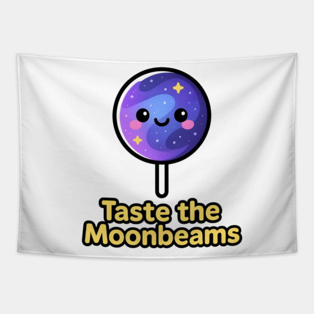 Taste the Moonbeams – Cosmo Bites Kawaii Galaxy Lollipop Design Tapestry by Anne Lee
