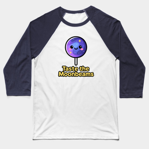 Taste the Moonbeams – Cosmo Bites Kawaii Galaxy Lollipop Design Baseball T-Shirt by Anne Lee