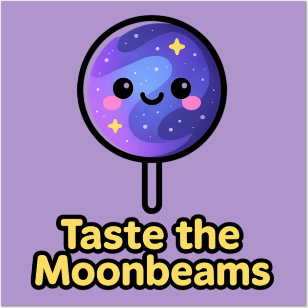 Taste the Moonbeams – Cosmo Bites Kawaii Galaxy Lollipop Design Wall Art by Anne Lee