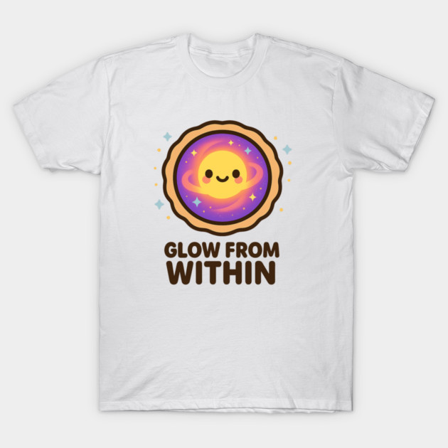 Glow From Within – Cosmo Bites Kawaii Cosmic Tart Planet Design T-Shirt by Anne Lee