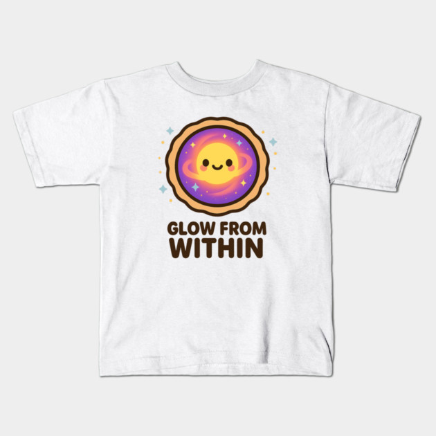 Glow From Within – Cosmo Bites Kawaii Cosmic Tart Planet Design Kids T-Shirt by Anne Lee