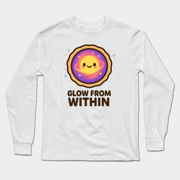 Glow From Within – Cosmo Bites Kawaii Cosmic Tart Planet Design Long Sleeve T-Shirt by Anne Lee