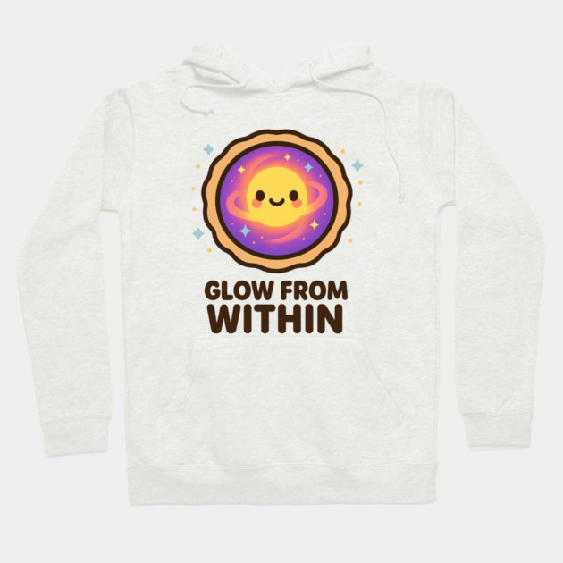 Glow From Within – Cosmo Bites Kawaii Cosmic Tart Planet Design Hoodie by Anne Lee