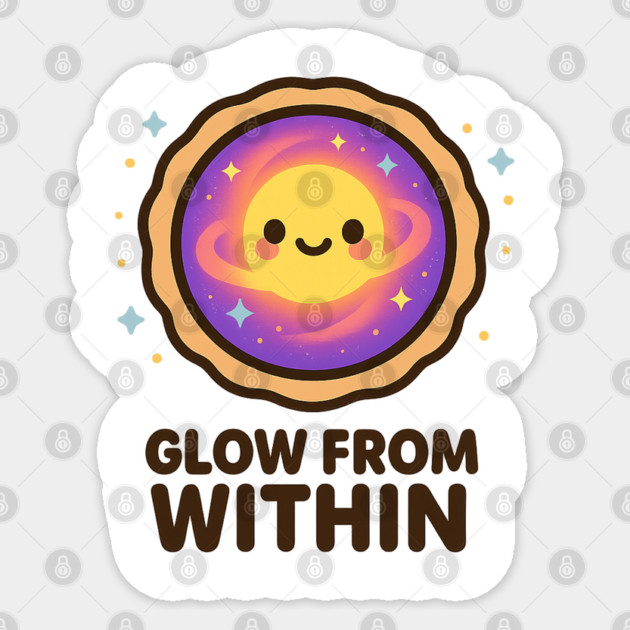 Glow From Within – Cosmo Bites Kawaii Cosmic Tart Planet Design Sticker by Anne Lee