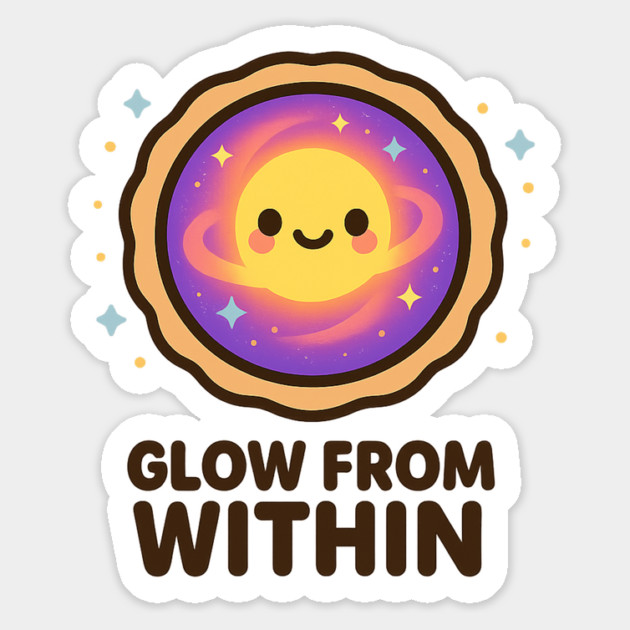 Glow From Within – Cosmo Bites Kawaii Cosmic Tart Planet Design Magnet by Anne Lee