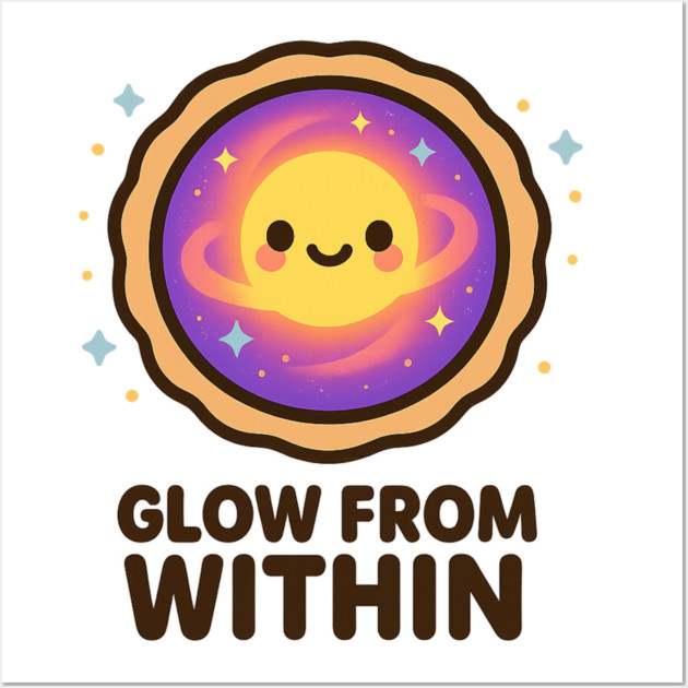Glow From Within – Cosmo Bites Kawaii Cosmic Tart Planet Design Wall Art by Anne Lee