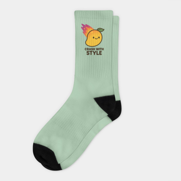 Crash With Style – Cosmo Bites Kawaii Mango Meteor Design Socks by Anne Lee
