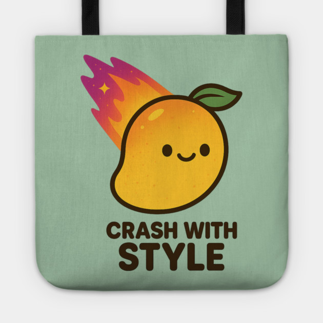 Crash With Style – Cosmo Bites Kawaii Mango Meteor Design Tote by Anne Lee
