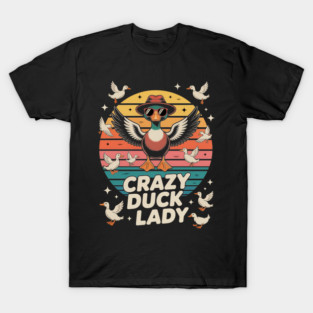 Crazy Duck Lady Fun Sunset Ducks T-Shirt