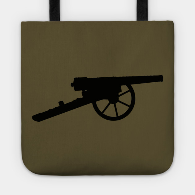 Vintage Cannon Silhouette T-Shirt – Minimal Military Artillery Graphic Tote by DonWillisJrArt
