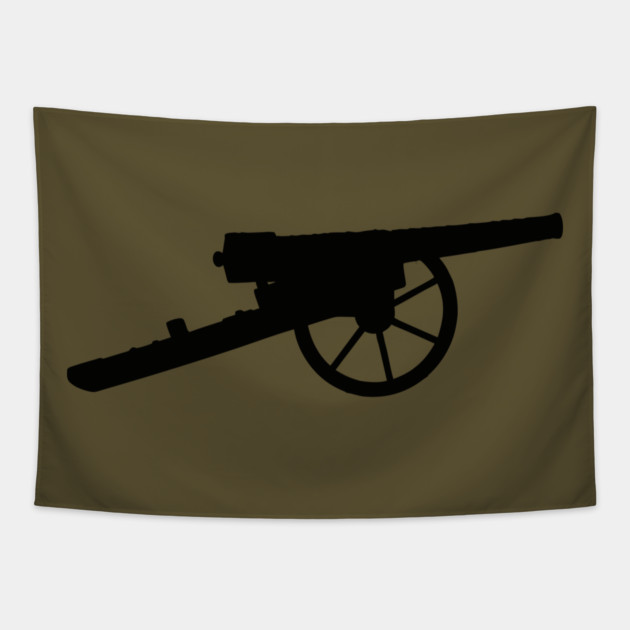 Vintage Cannon Silhouette T-Shirt – Minimal Military Artillery Graphic Tapestry by DonWillisJrArt