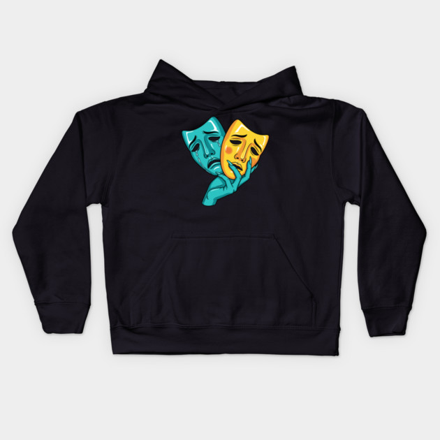 Drama Masks Tragedy Kids Hoodie by enrynz