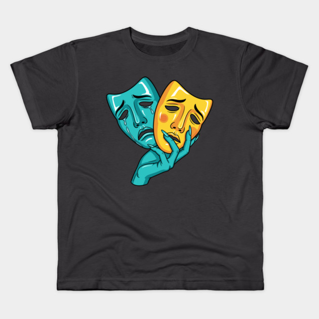 Drama Masks Tragedy Kids T-Shirt by enrynz