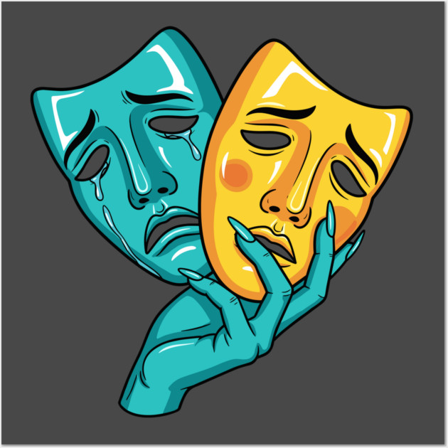 Drama Masks Tragedy Wall Art by Digironin