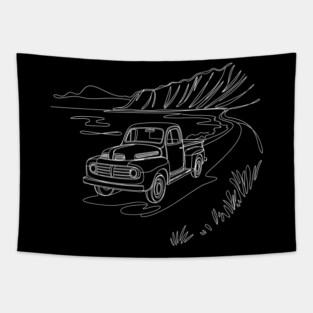 Vintage Truck Scenic Route Tapestry