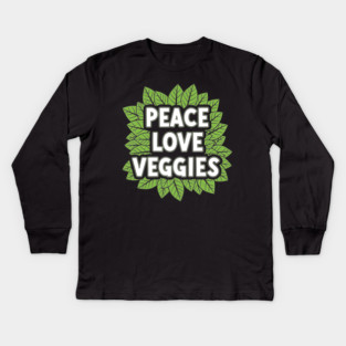 Peace Love Veggies Kids Long Sleeve T-Shirt