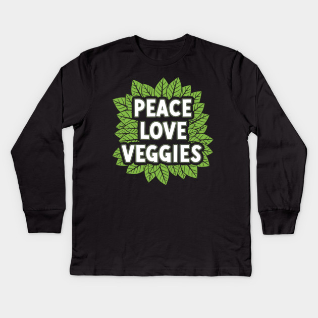 Peace Love Veggies Kids Long Sleeve T-Shirt by enrynz