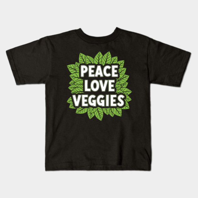 Peace Love Veggies Kids T-Shirt by enrynz