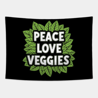 Peace Love Veggies Tapestry
