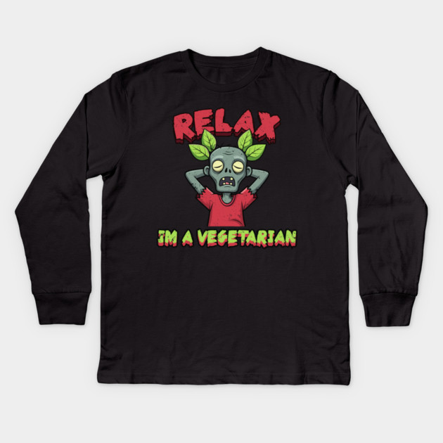 Vegan Zombie Kids Long Sleeve T-Shirt by enrynz