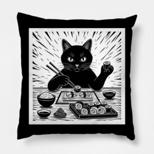 Purrfect Sushi Chef Cat Pillow