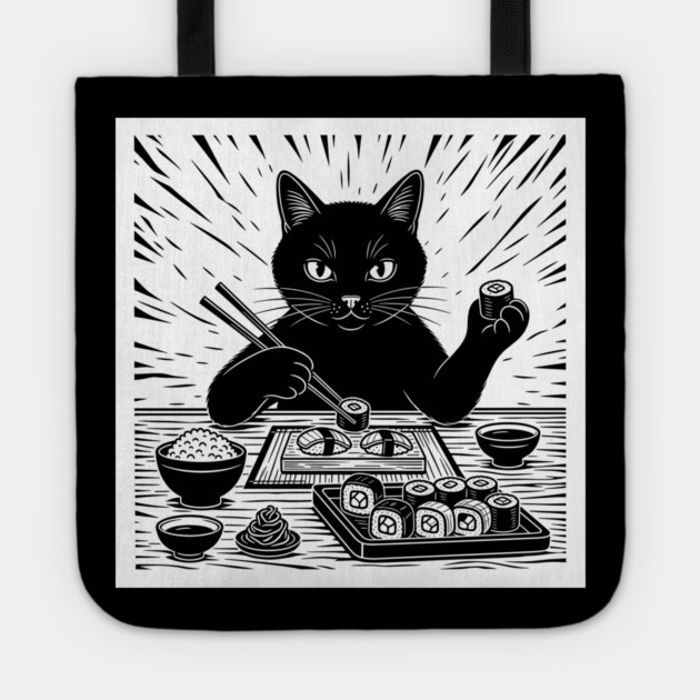 Purrfect Sushi Chef Cat Tote by enrynz