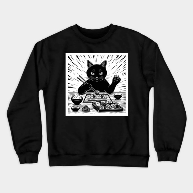 Purrfect Sushi Chef Cat Crewneck Sweatshirt by enrynz
