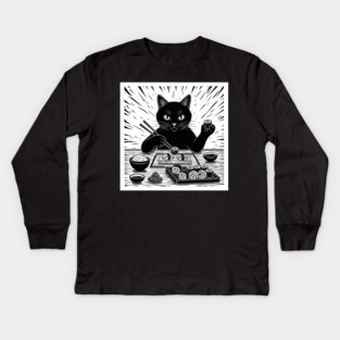 Purrfect Sushi Chef Cat Kids Long Sleeve T-Shirt