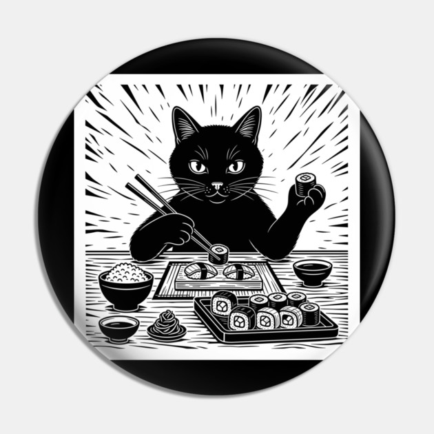 Purrfect Sushi Chef Cat Pin by enrynz