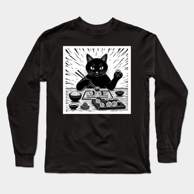 Purrfect Sushi Chef Cat Long Sleeve T-Shirt by enrynz