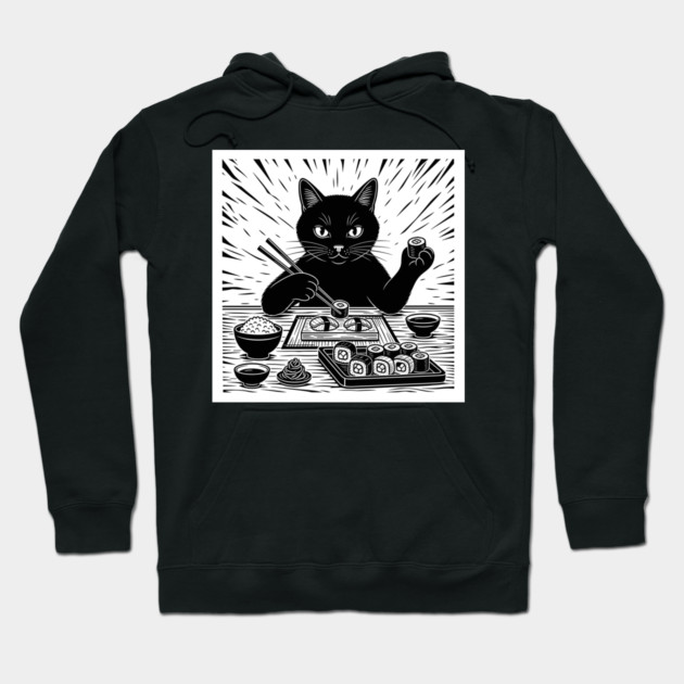 Purrfect Sushi Chef Cat Hoodie by enrynz
