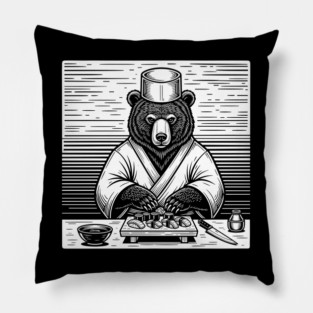 Bear Sushi Chef Pillow