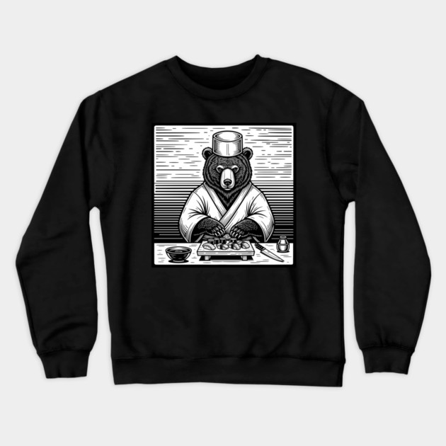 Bear Sushi Chef Crewneck Sweatshirt by enrynz