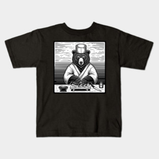 Bear Sushi Chef Kids T-Shirt
