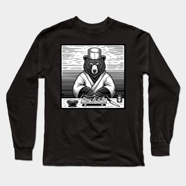 Bear Sushi Chef Long Sleeve T-Shirt by enrynz