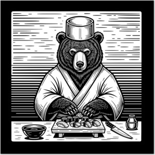 Bear Sushi Chef Posters and Art