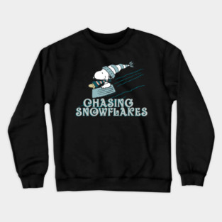 Peanuts Christmas Snoopy Chasing Snowflakes Crewneck Sweatshirt