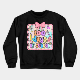 100 Days of School Preppy 100th Day of School Kids Teacher Crewneck Sweatshirt