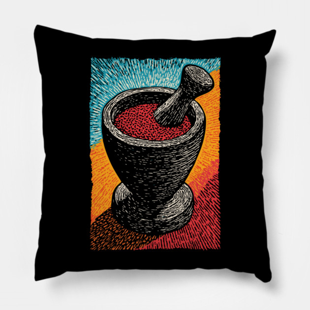 Mortar and Pestle Art | Vintage Apothecary Style Pillow by TuncGK