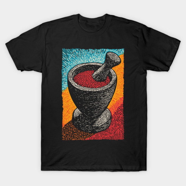 Mortar and Pestle Art | Vintage Apothecary Style T-Shirt by TuncGK