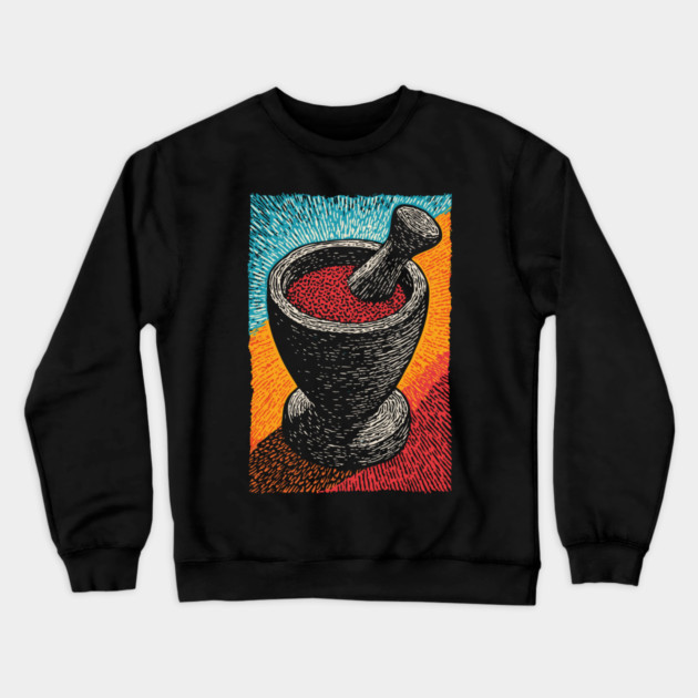 Mortar and Pestle Art | Vintage Apothecary Style Crewneck Sweatshirt by TuncGK