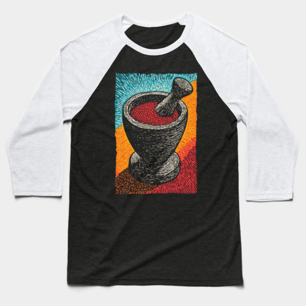 Mortar and Pestle Art | Vintage Apothecary Style Baseball T-Shirt by TuncGK