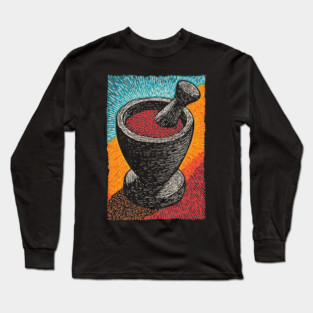 Mortar and Pestle Art | Vintage Apothecary Style Long Sleeve T-Shirt