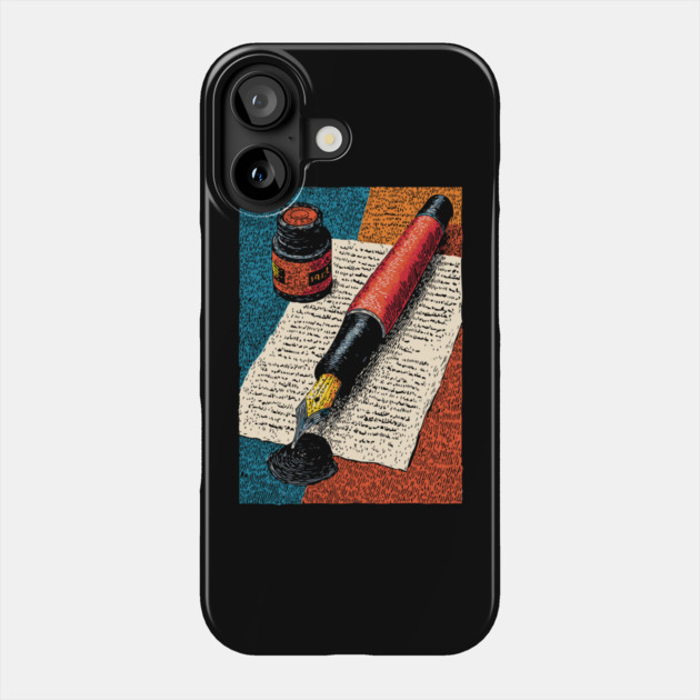 Vintage Fountain Pen | Dark Academia Writer Art Phone Case by TuncGK