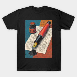 Vintage Fountain Pen | Dark Academia Writer Art T-Shirt