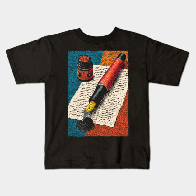 Vintage Fountain Pen | Dark Academia Writer Art Kids T-Shirt by TuncGK