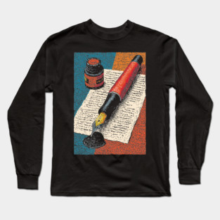 Vintage Fountain Pen | Dark Academia Writer Art Long Sleeve T-Shirt